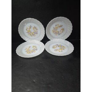 Termocrisa Mexican‎ Milk Glass Bread and Butter Plates, Set of 4, Floral Design